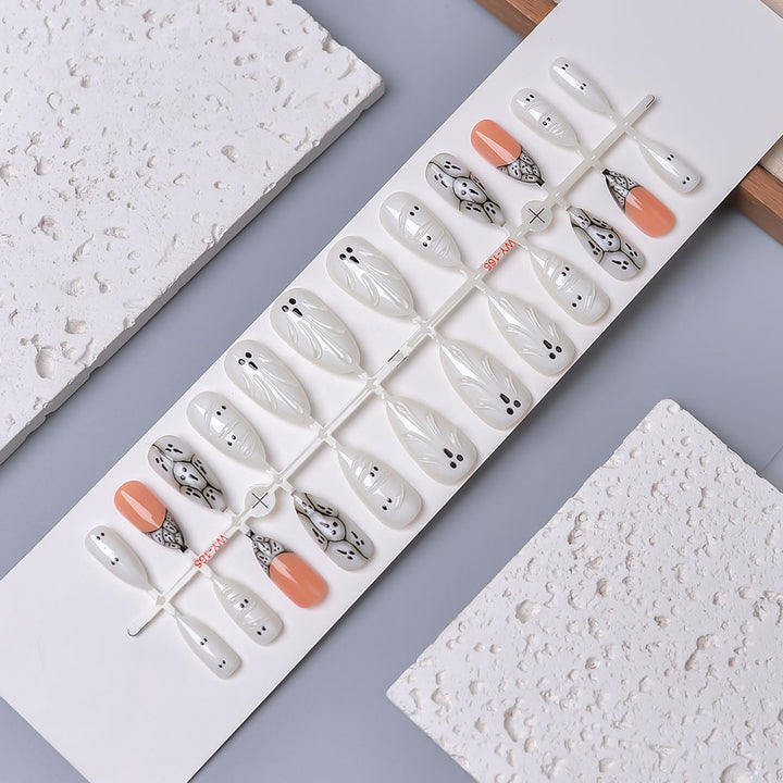 Artistic Ghost-Themed Press-On Nail Set Bowlift