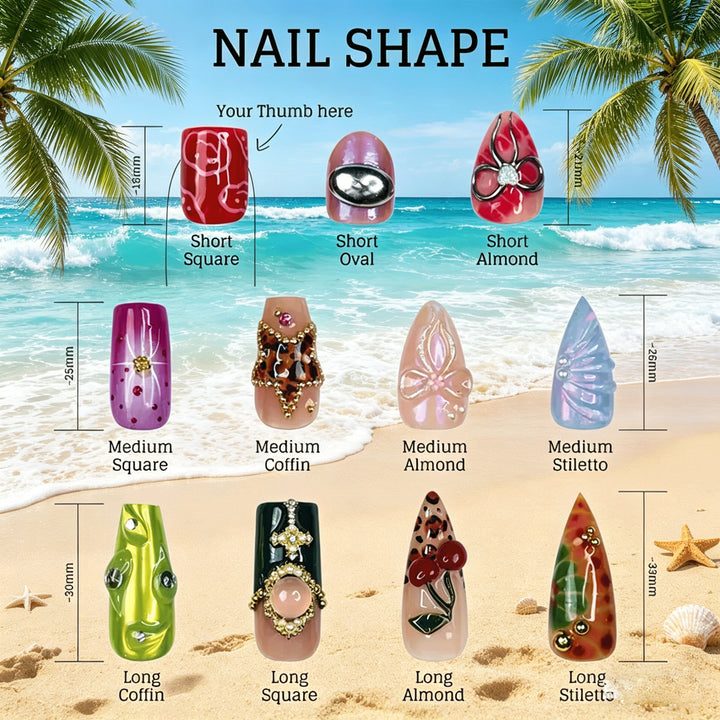 Artistic Floral Press-On Nail Set Bowlift