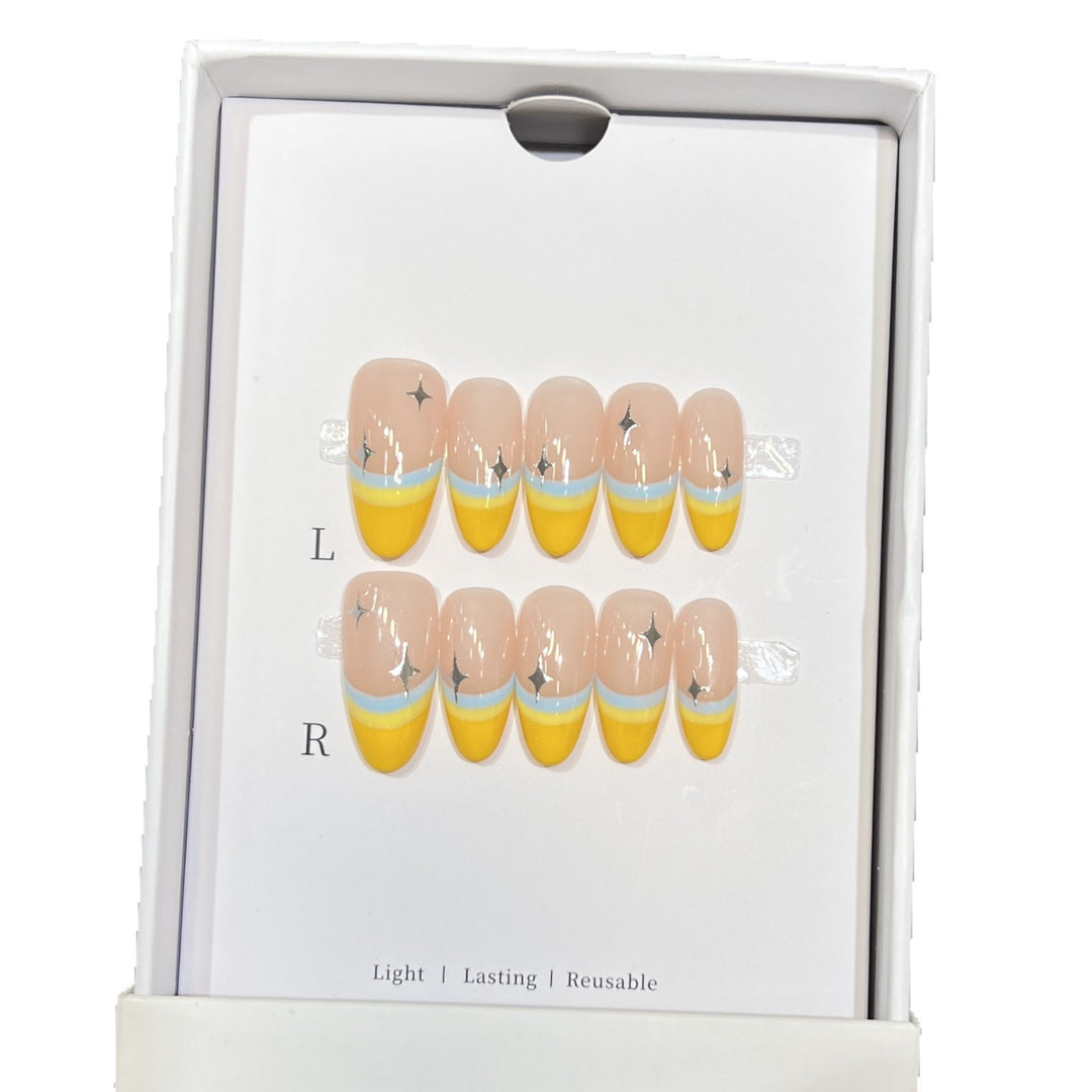 Stylish Press-On Nail Set with Unique Colorful Design Bowlift