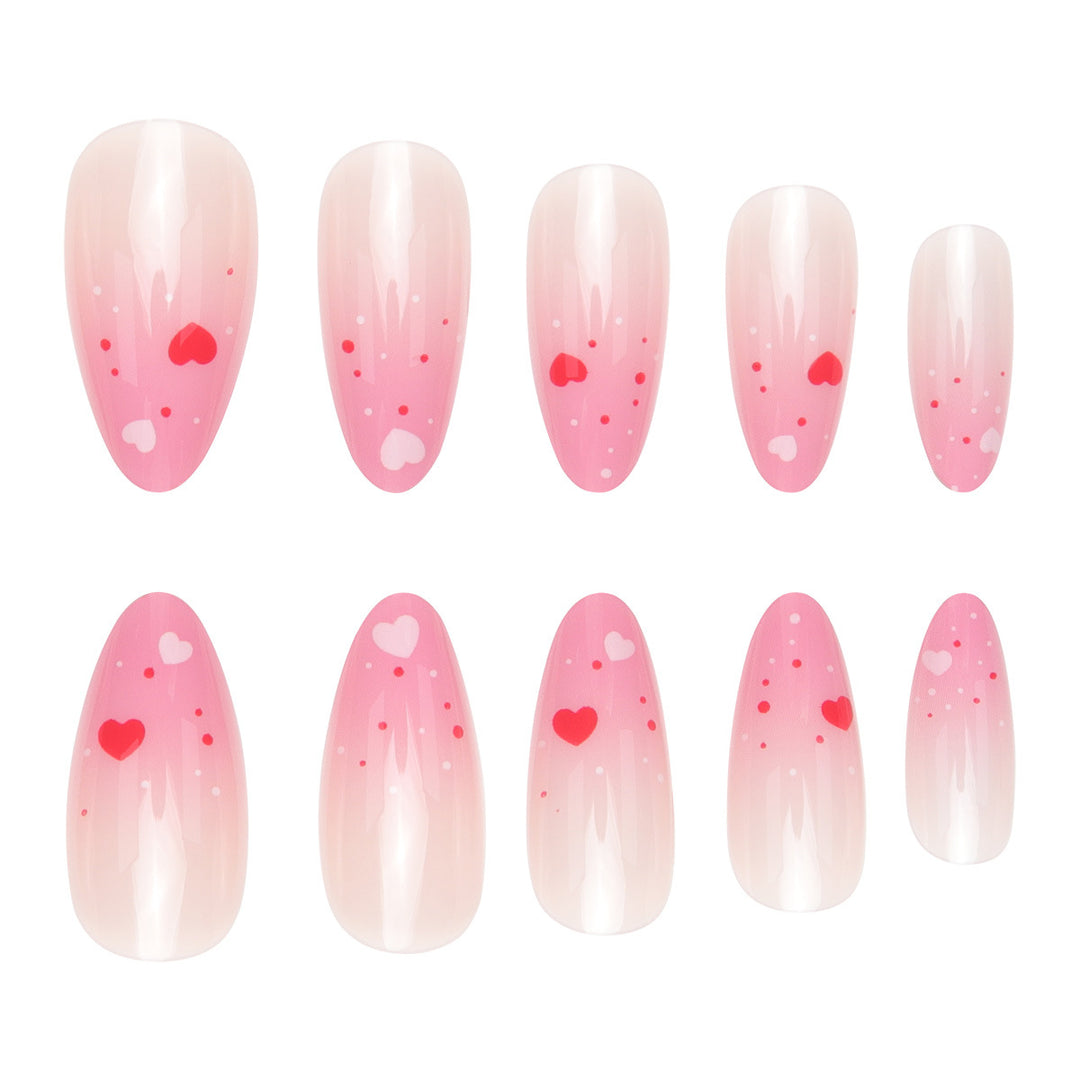 Heart-Design Press-On Nail Art Set Bowlift