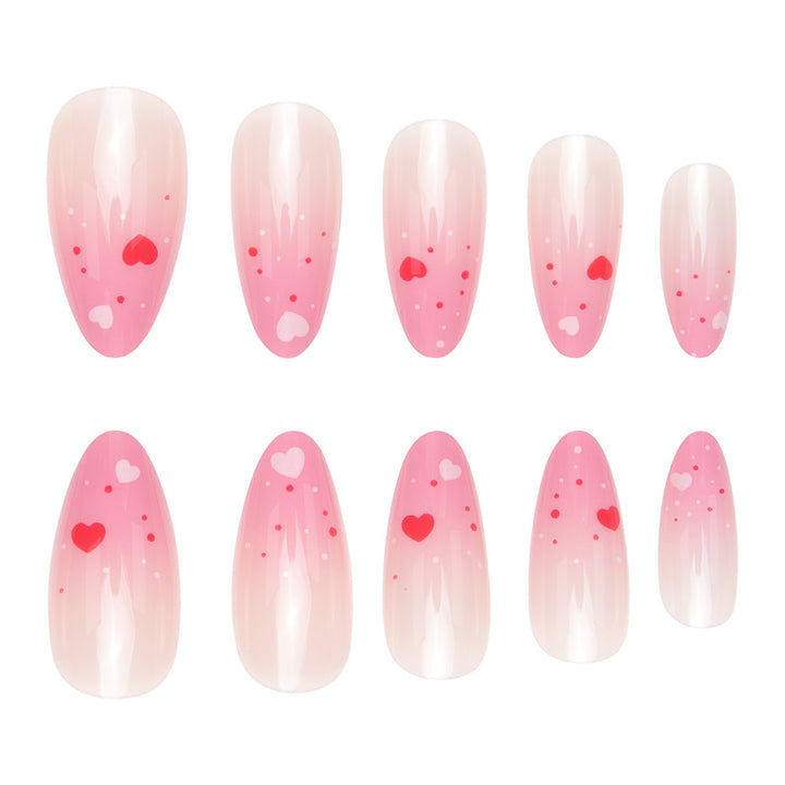 Heart-Design Press-On Nail Art Set Bowlift