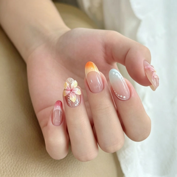 Floral and Ombre Press-On Nail Art Set Bowlift