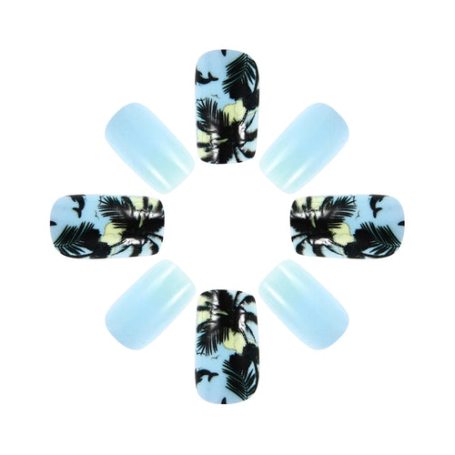 Tropical Beach-Themed Press-On Nail Art Bowlift