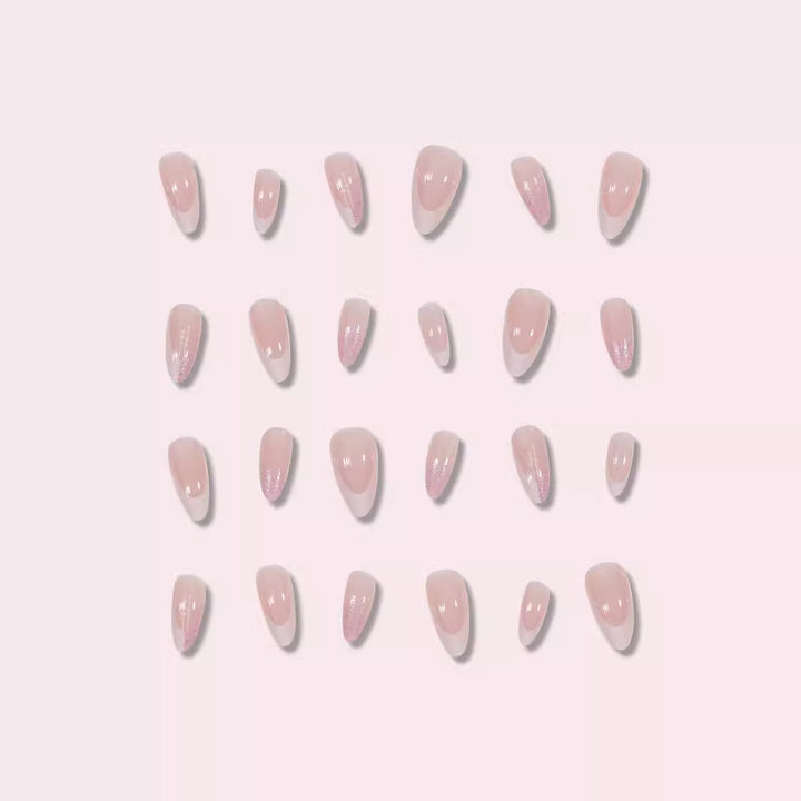 Elegant Stiletto Press-On Nails with Artistic French Tip Bowlift