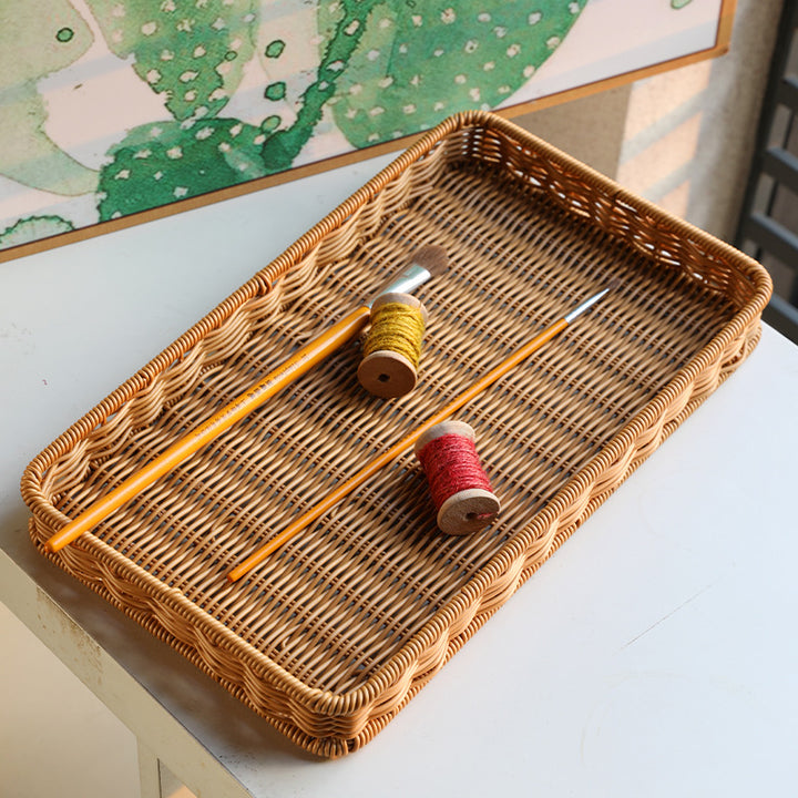 Unisex Rectangular Serving Basket made of handwoven natural material Bowlift