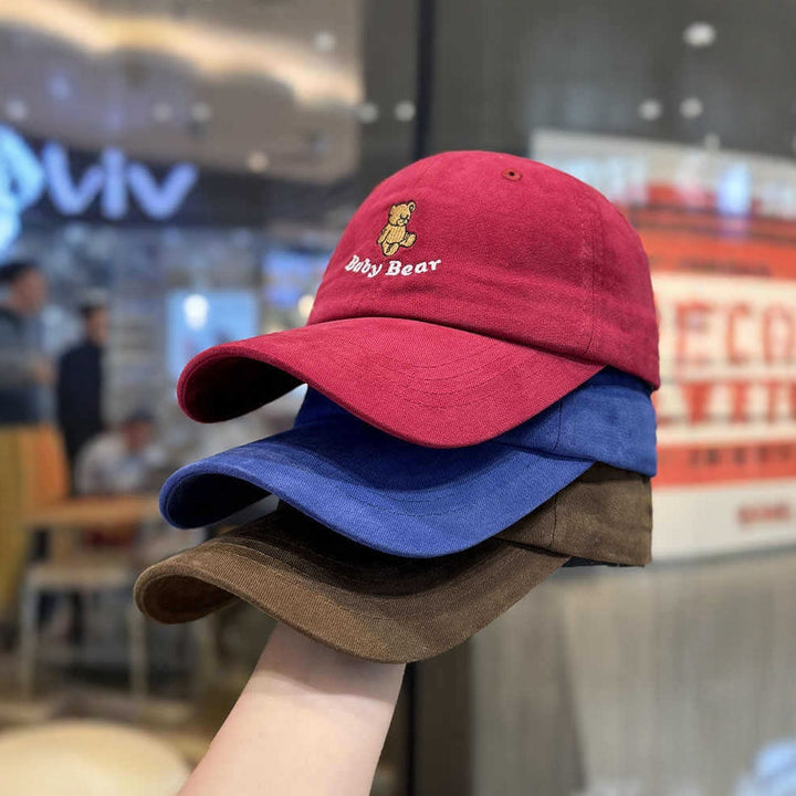 Women's Cute Embroidered Bear Cap Bowlift