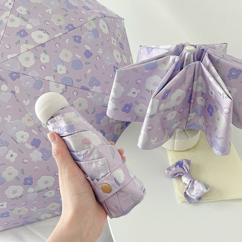 Women's Automatic Folding Umbrella with Floral Design and Practical Storage System Bowlift