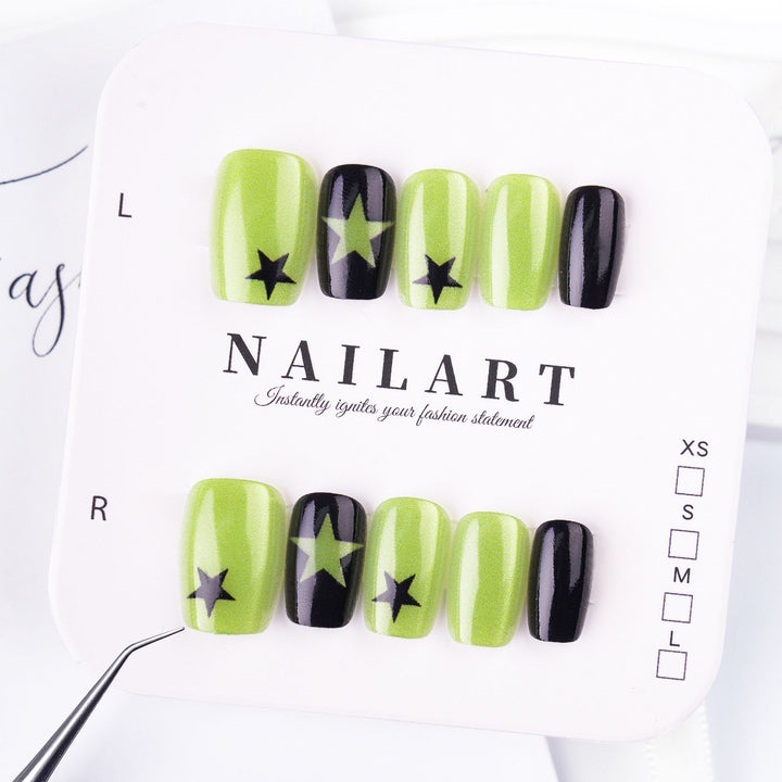 Artistic Press-On Nail Set with Cute Character Designs Bowlift
