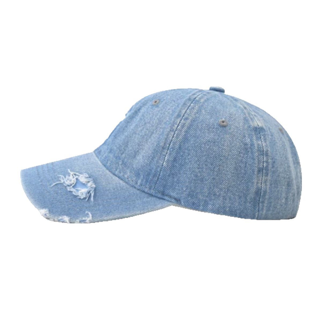 Women's Distressed Denim Baseball Cap Bowlift 1784188163