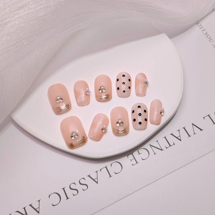 Elegant French Tip Press-On Nails Bowlift