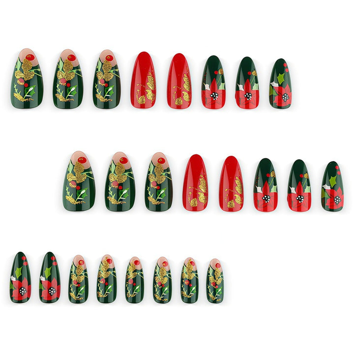 Artificial Nail Set with Festive Design Bowlift