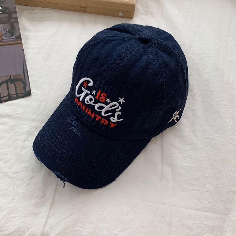 Men's Distressed Embroidered Baseball Cap Bowlift