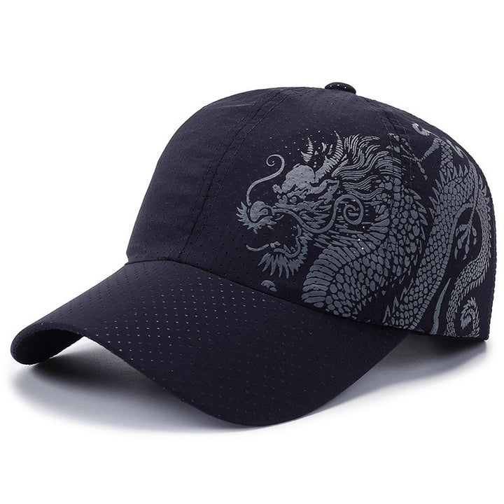 Men's Sports Cap with Dragon Pattern Bowlift