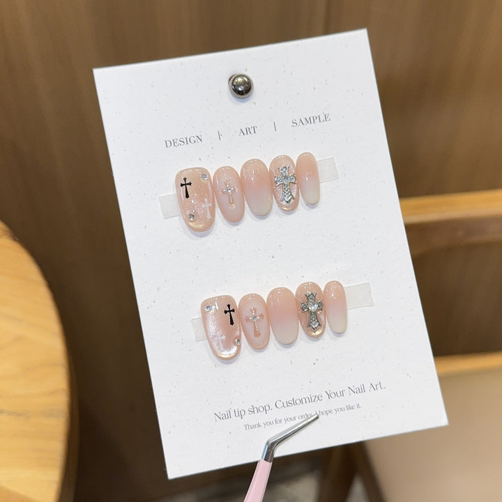 Artificial nail tips with cross design Bowlift