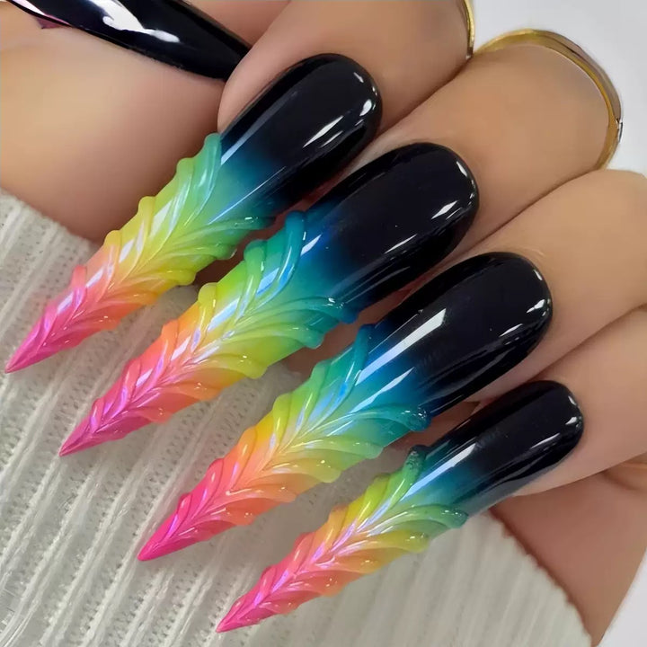 Artistic Leaf-Shaped Nail Extensions Bowlift