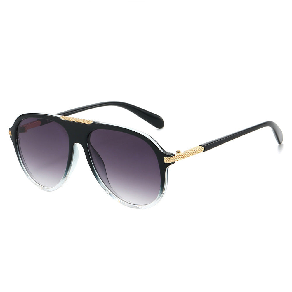 Oversized Aviator Sunglasses with Metallic Accents Bowlift