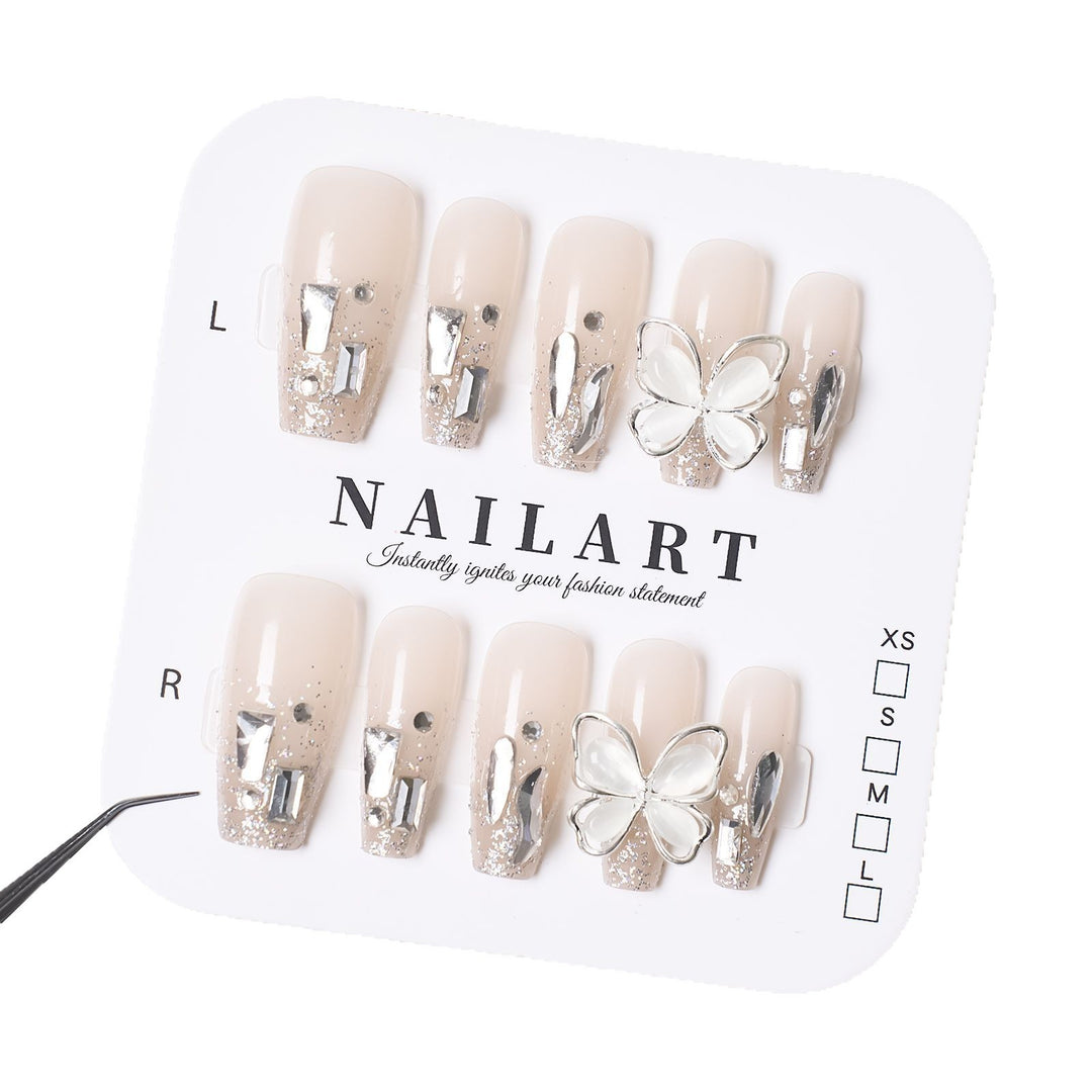 Artistic Press-On Nail Set with Star Design Bowlift