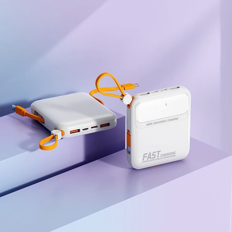 Portable power bank with integrated charging cable and digital display Bowlift