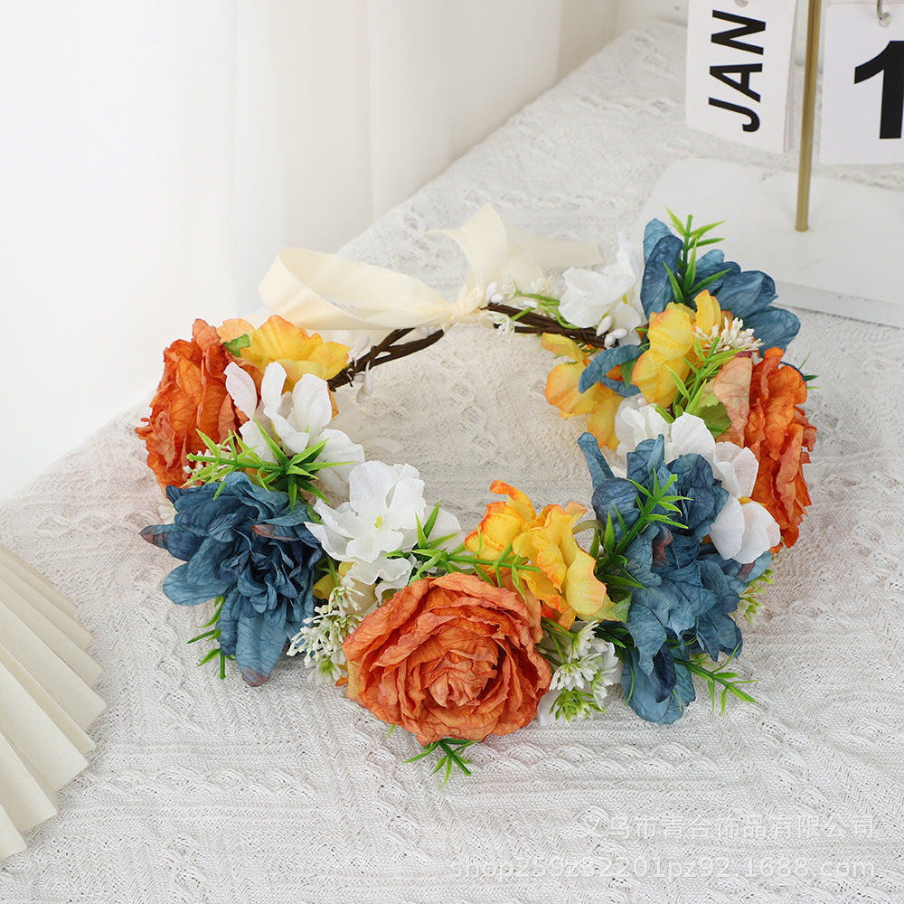 Handmade Romantic Artificial Flower Crown Headband for Bridal and Festival Bowlift