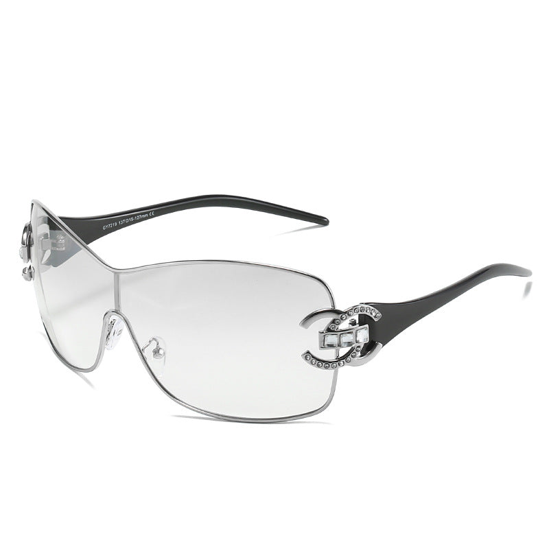 Fashionable Oversized Shield Sunglasses Bowlift