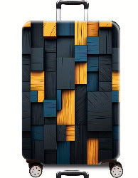 Women Hard Shell Suitcase with Modern Wood Pattern Bowlift