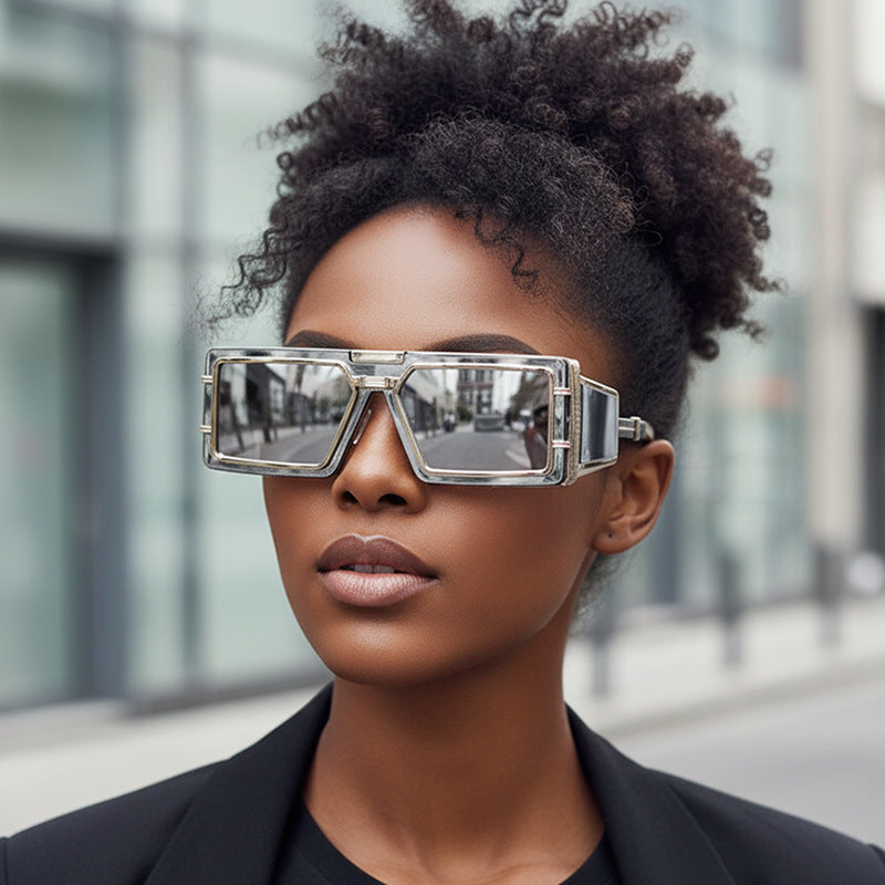 Women Geometric Oversized Sunglasses with Luxurious Frame Bowlift