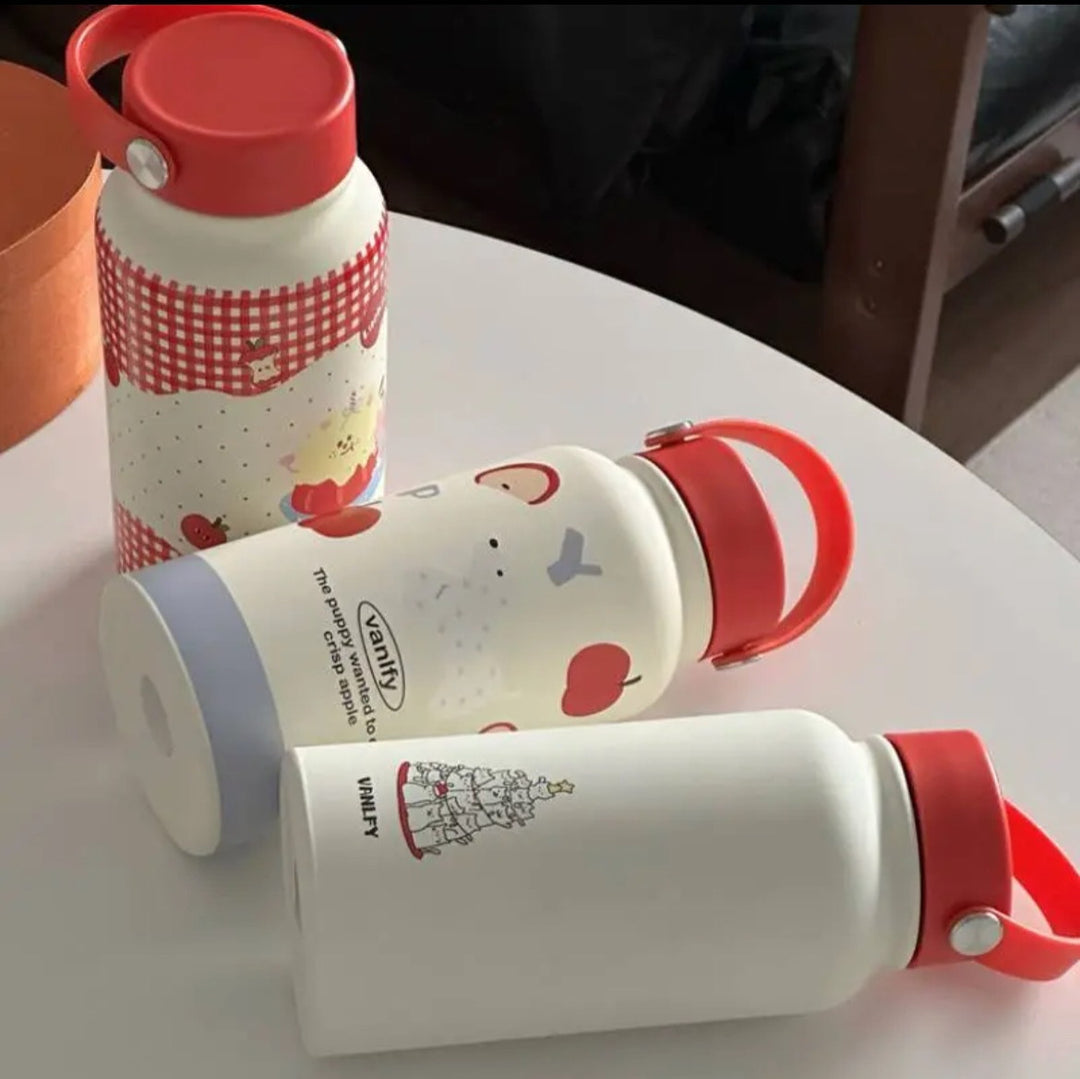 Ladies' insulation drinking bottle with creative animal design and practical flip lid Bowlift