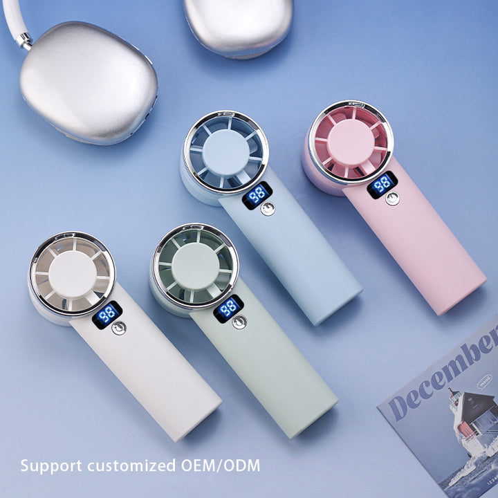Unisex handheld fan with digital display and five speed levels Bowlift