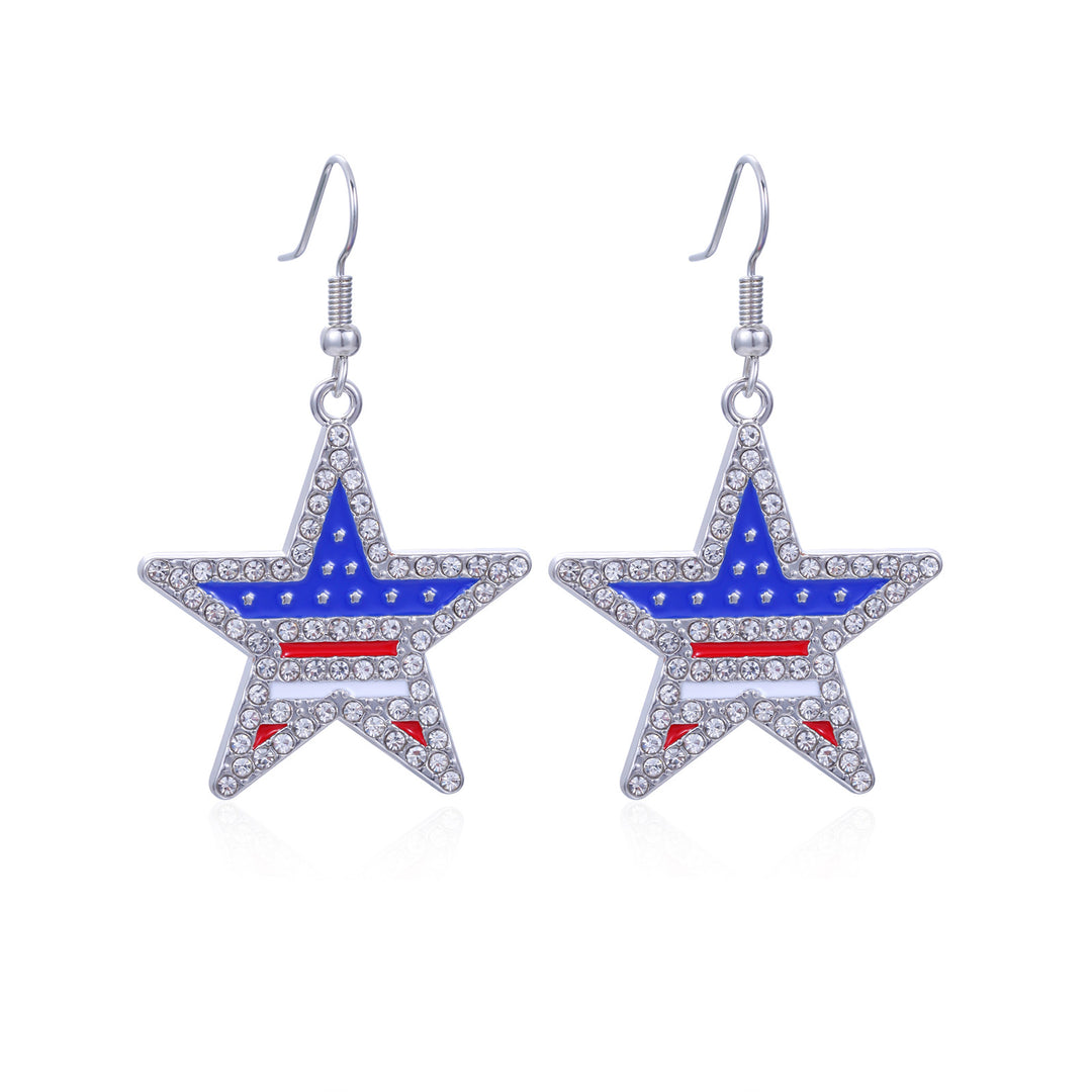 Women's long multi-layer star drop earrings with crystal embellishments and rhodium-plated alloy Bowlift