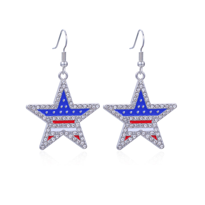 Women's long multi-layer star drop earrings with crystal embellishments and rhodium-plated alloy Bowlift