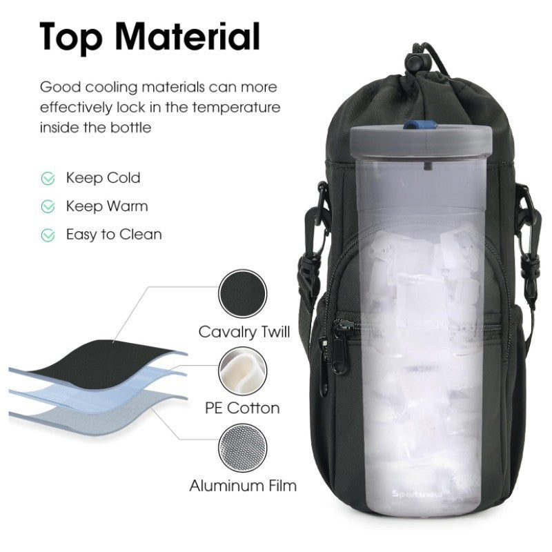 Insulated drinking bottle carrying bag with external compartment Bowlift