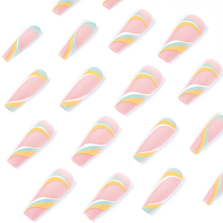 Artificial nail extensions with modern wave design Bowlift