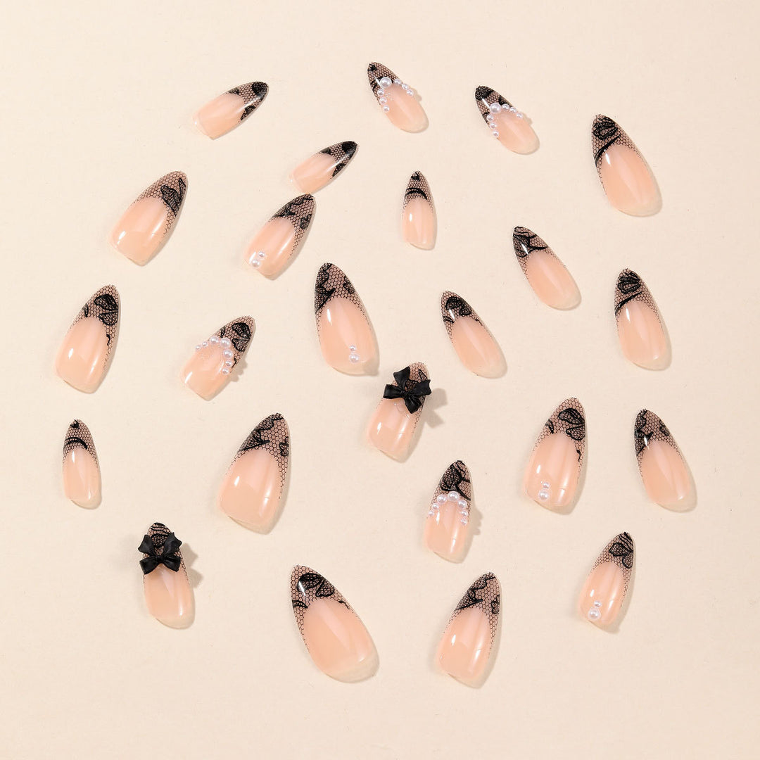 Elegant Lace Design Nail Art Bowlift