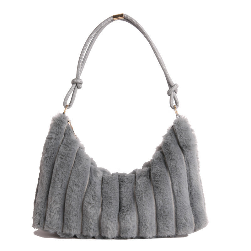 Luxurious Faux Fur Hobo Bag Bowlift