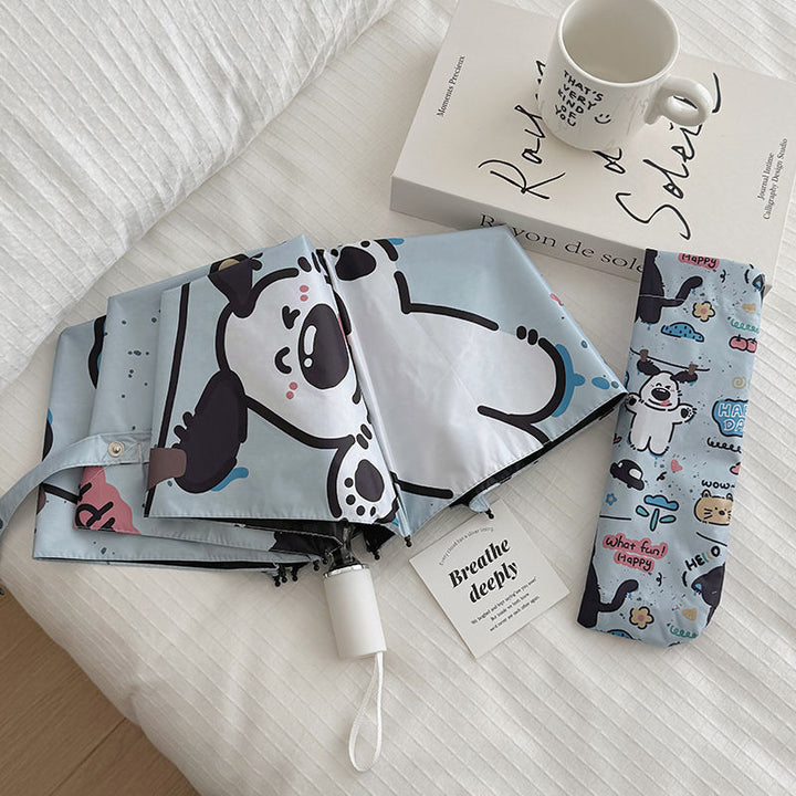 Women Folding Umbrella with Cute Animal Designs and Practical Carrying Case Bowlift