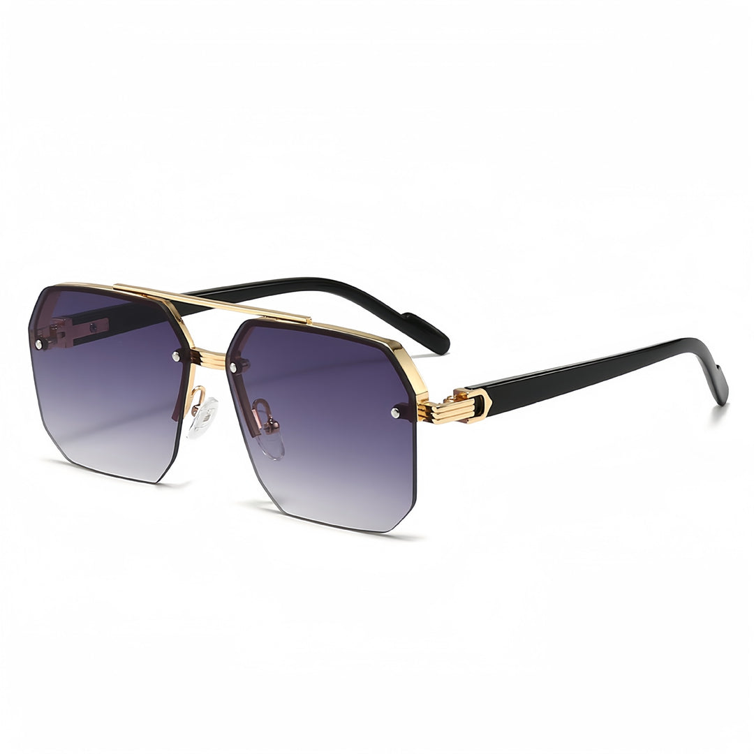 Oversized Geometric Metal Rimless Sunglasses Bowlift