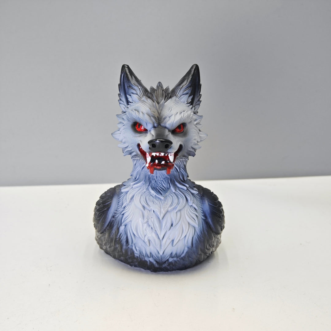 Creepy rubber duck with wolf design Bowlift