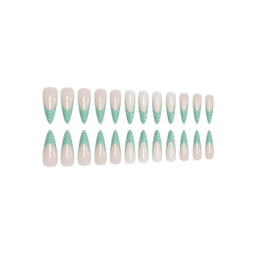 Extravagant Stiletto Press-On Nails with Artistic Shell Design Bowlift