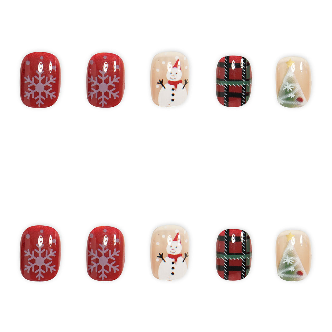Festive Holiday-Themed Acrylic Nail Art Bowlift