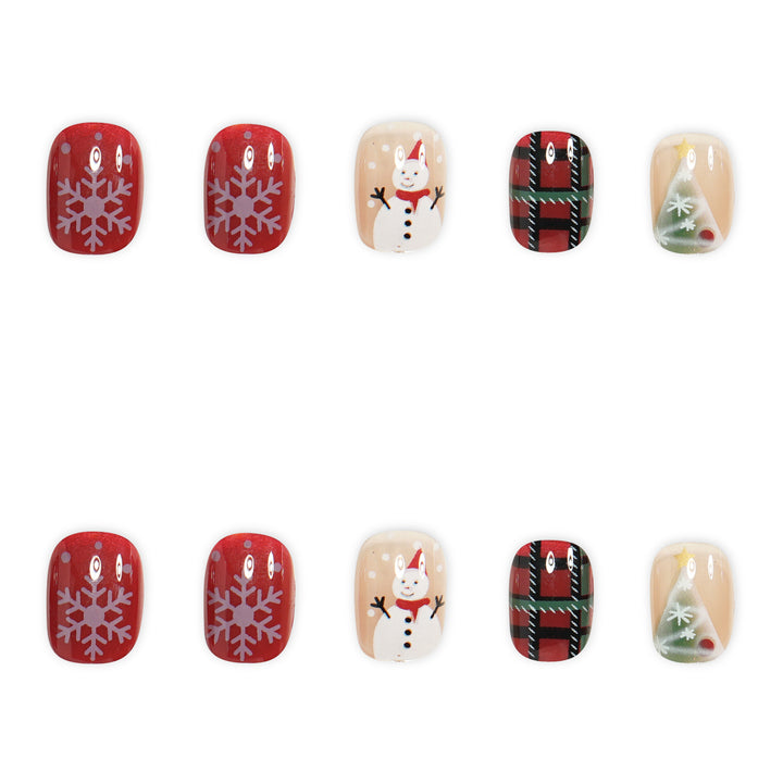 Festive Holiday-Themed Acrylic Nail Art Bowlift