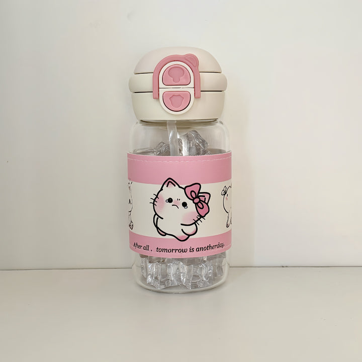 Women's water bottle with creative design and integrated straw Bowlift