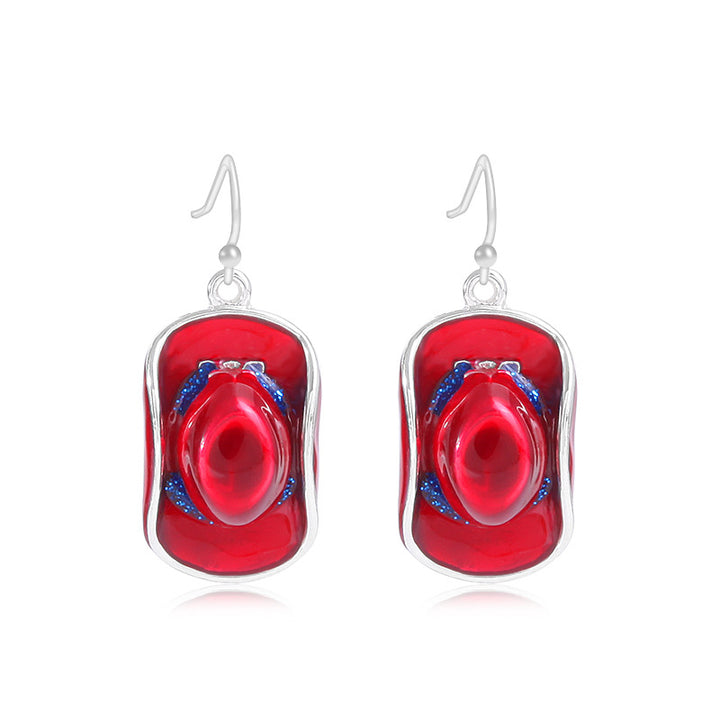 Women's star-shaped enamel earrings with USA flag motif and gold-plated fish Bowlift
