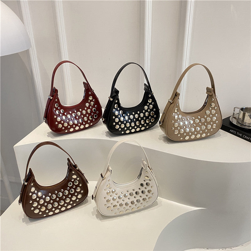 Studded Leather Hobo Bag Bowlift