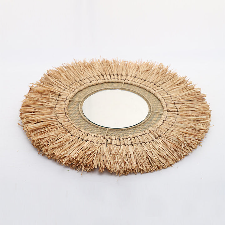 Decorative wall mirror with natural rattan frame Bowlift