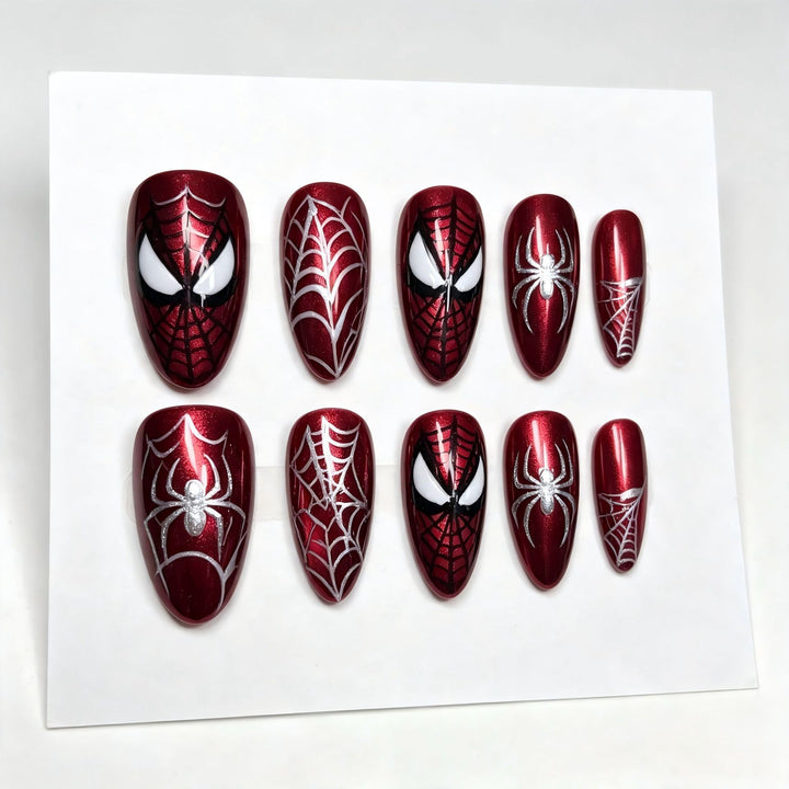 Themed Press-On Nail Set with Spider-Man Design Bowlift