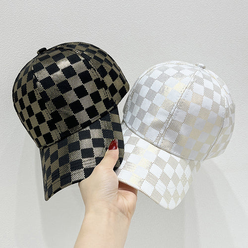 Women's Mesh Checkered Baseball Cap Bowlift