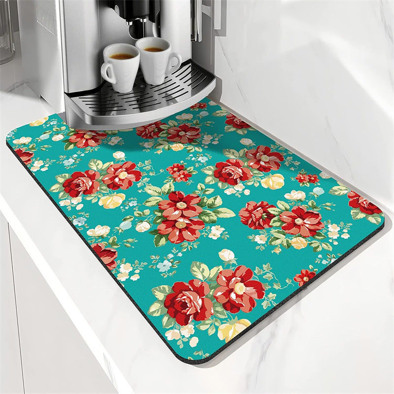 Coffee-Themed Kitchen Floor Mat