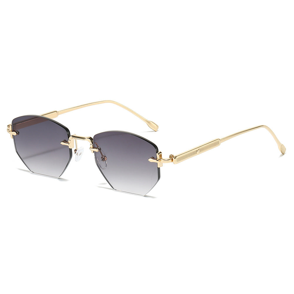 Geometric Frame Sunglasses with Elegant Gold Accents Bowlift