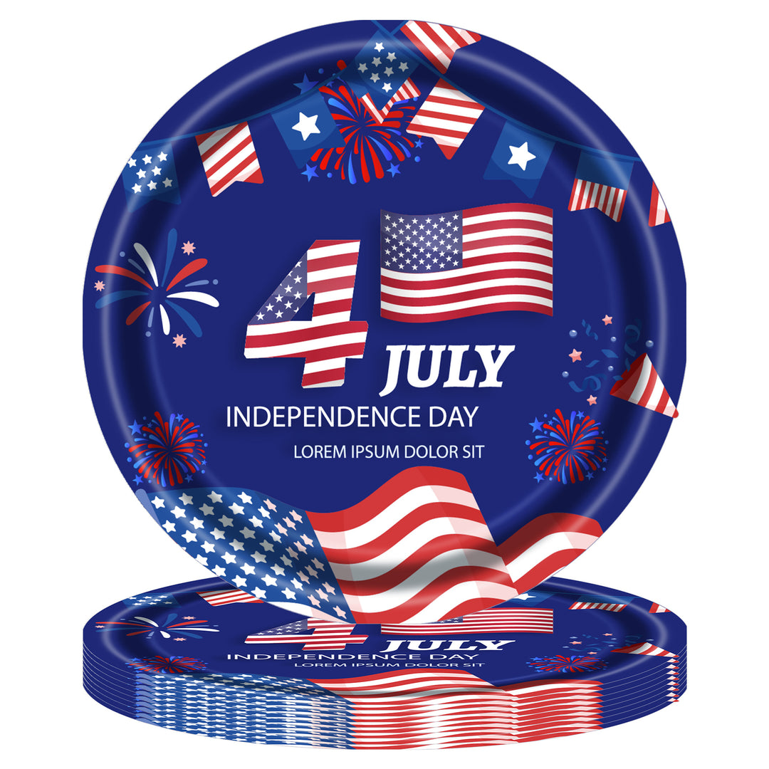 Unisex disposable paper plate with American flag design and Statue of Liberty illustration Bowlift
