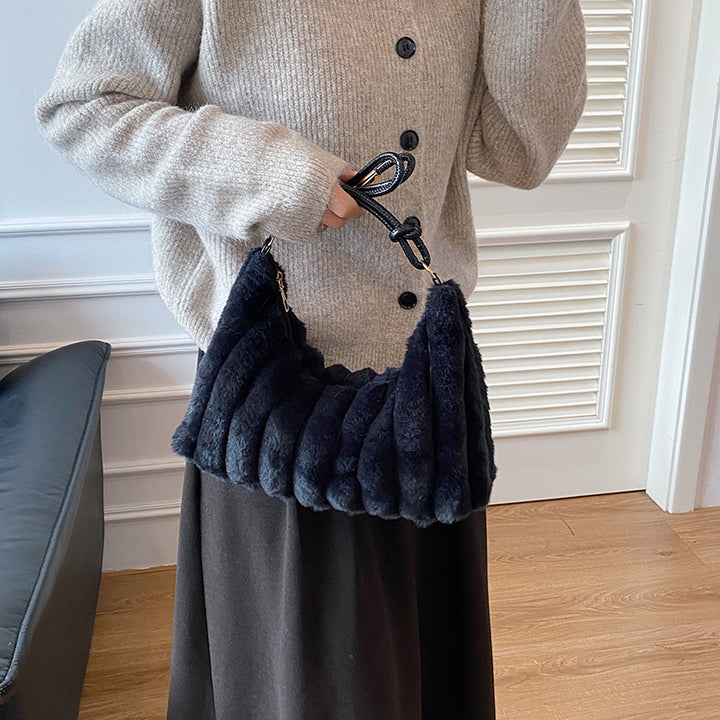 Luxurious Faux Fur Hobo Bag Bowlift